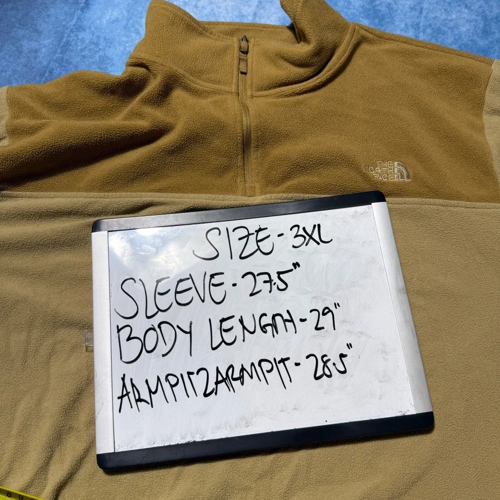 Y2K The North Face 3XL Tan Brown Colorblock Quarter Zip Fleece Pullover
